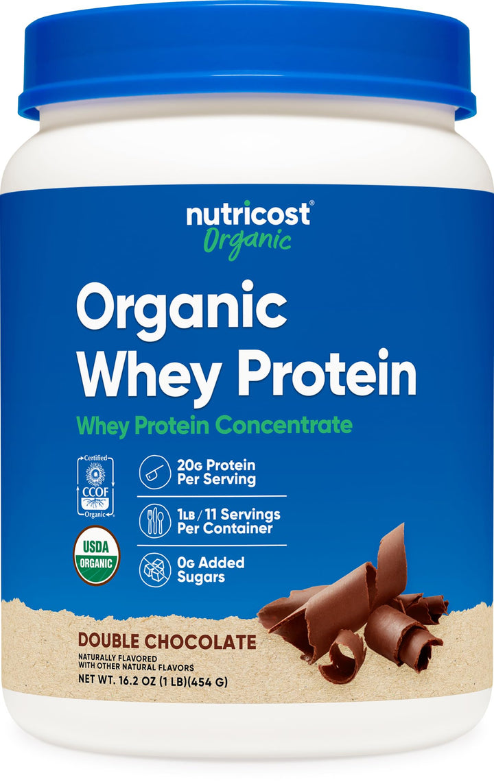 Nutricost Double Chocolate whey container for convenient protein