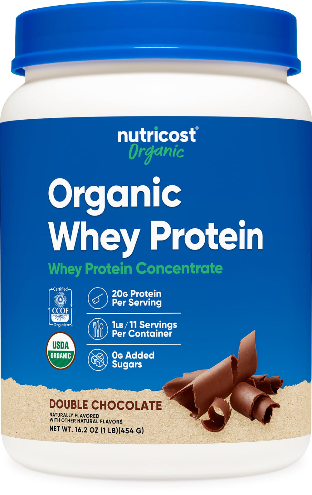 Nutricost Double Chocolate whey container for convenient protein