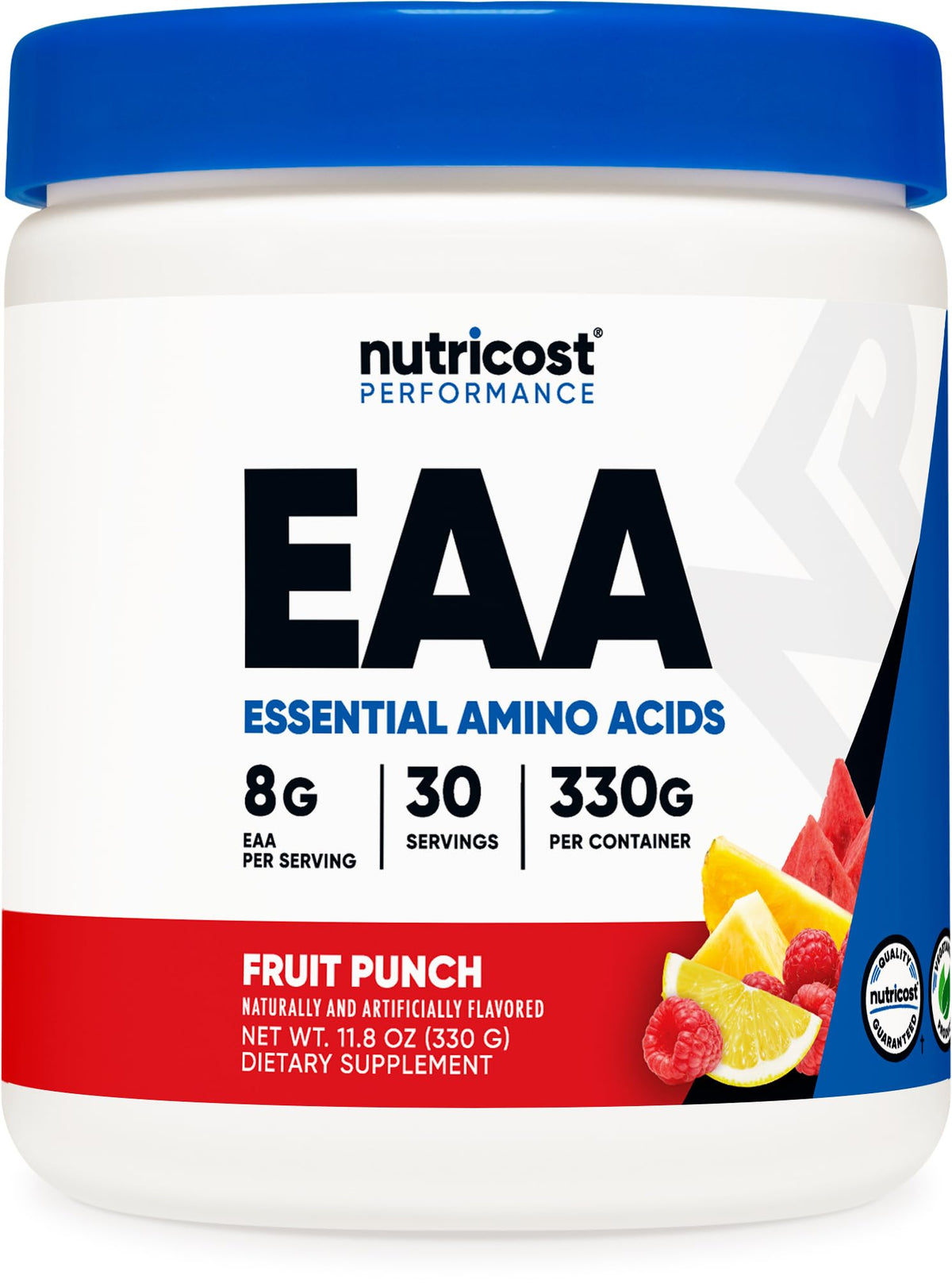 Nutricost EAA Powder Fruit Punch with serving scoop for precise measurement during workouts