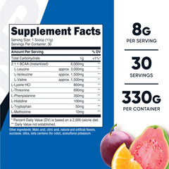 Nutricost EAA Powder POG tub closeup and ingredient label