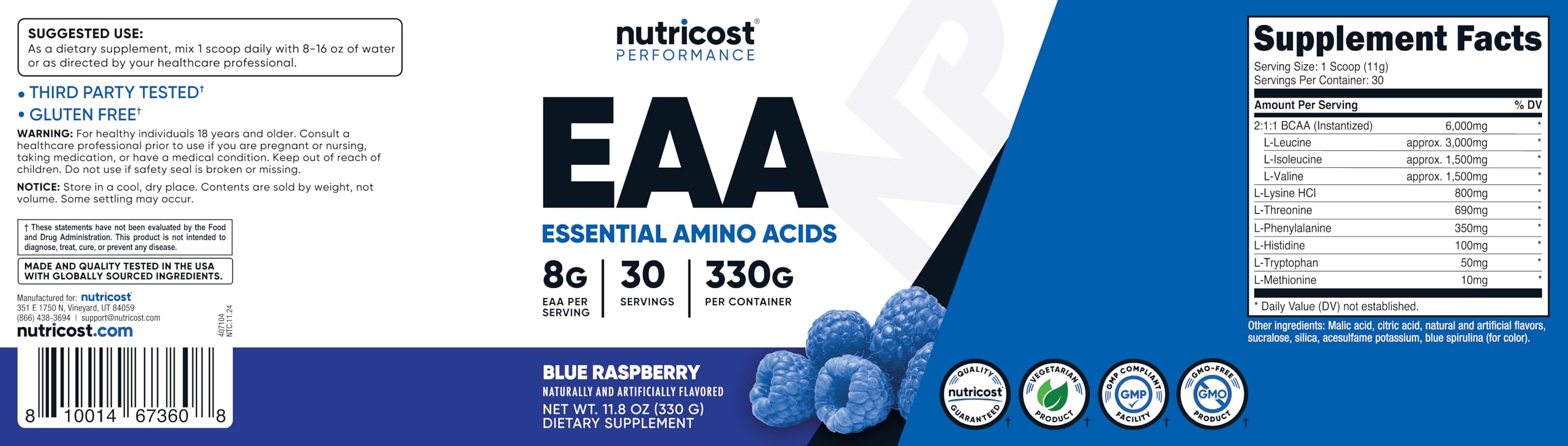 Nutricost EAA Powder shaker ready to mix before training sessions.