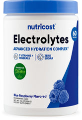 Nutricost Electrolyte Complex tub front shows packaging for convenient hydration
