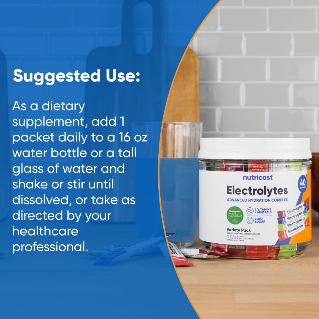 Nutricost Electrolytes Complex stickpacks dissolve quickly in water.