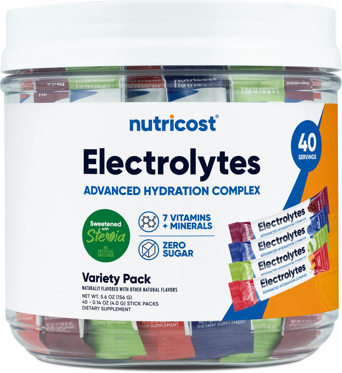 Nutricost Electrolytes Complex green apple stickpack for refreshing on-the-go hydration.