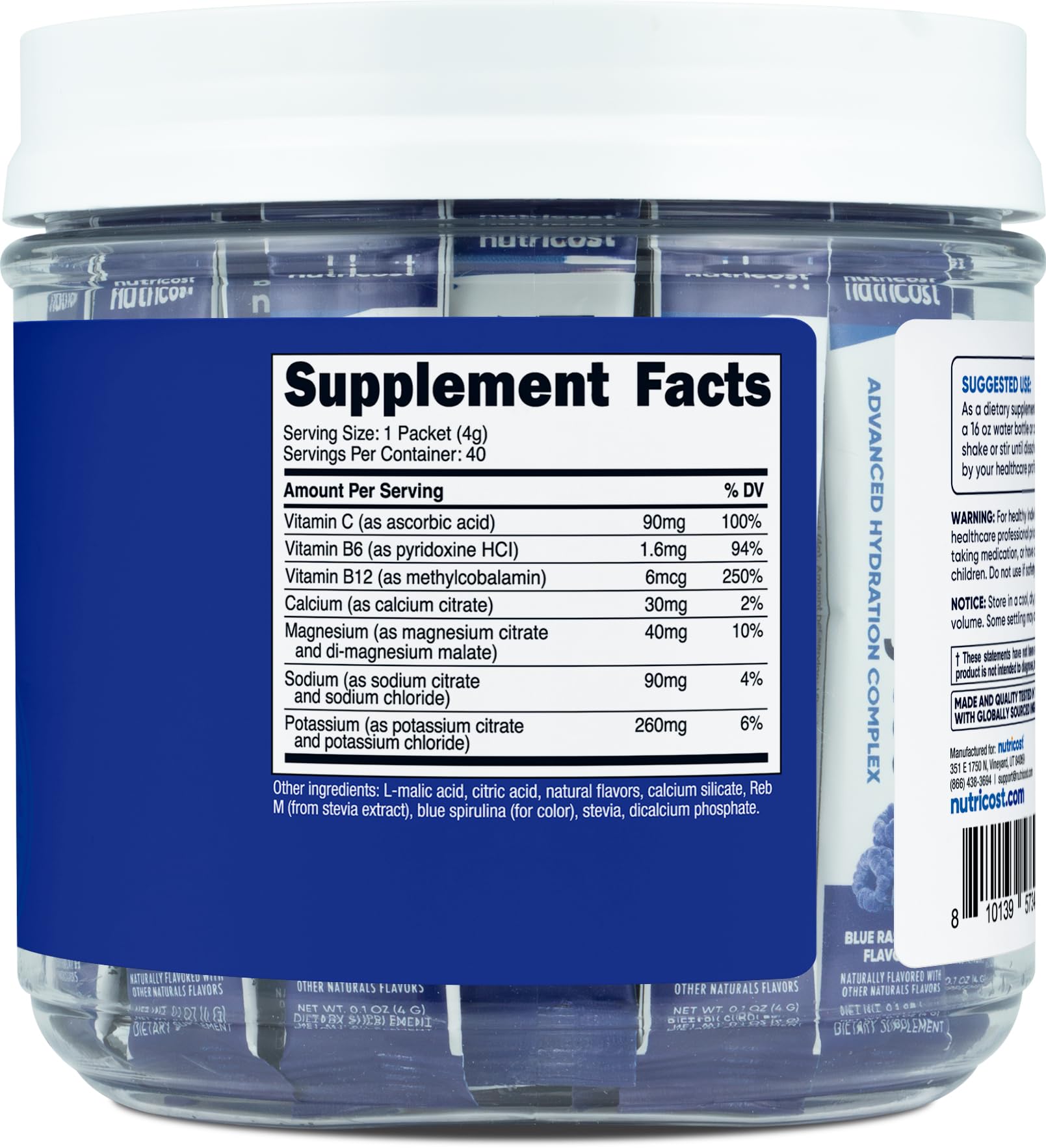 Nutricost Electrolytes Complex on-the-go use for fast hydration.