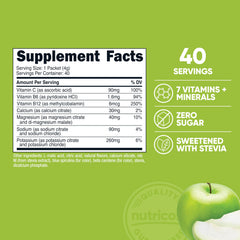 Close-up of Nutricost Electrolytes Green Apple stickpack with zero sugar formula.