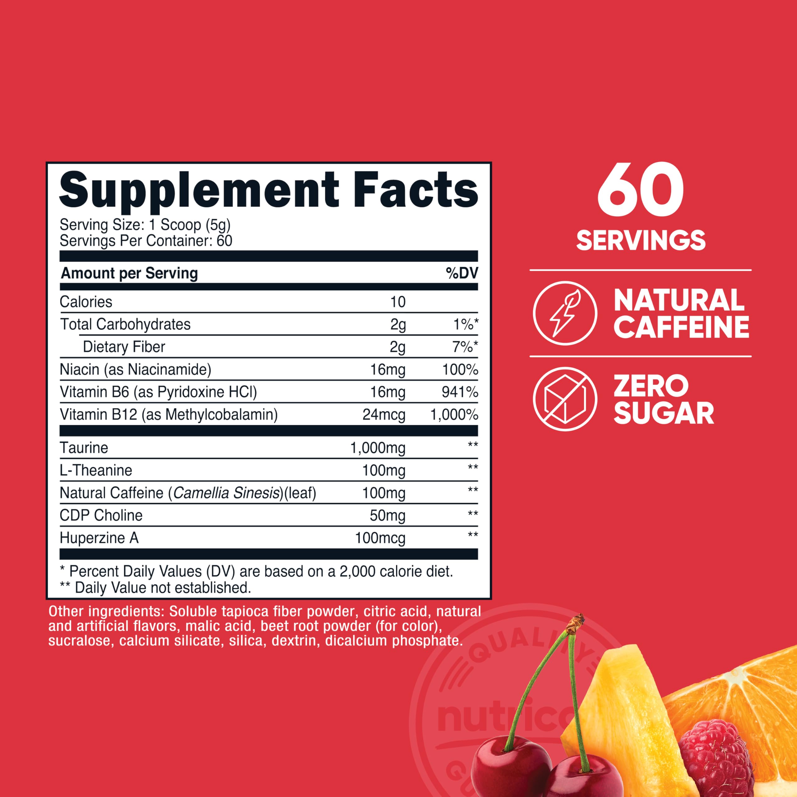 Pour Nutricost Energy Complex Fruit Punch powder into a shaker.