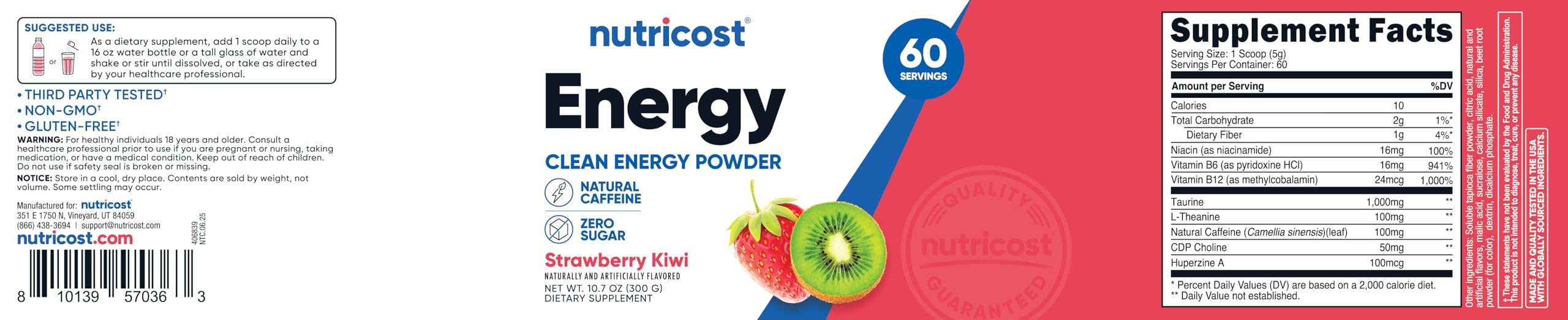 Nutricost Energy Complex sealed pouch signals freshness and portability.