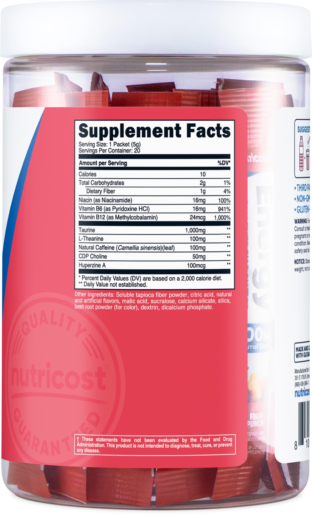 Nutricost Energy Complex Stickpack Strawberry Kiwi on-the-go packaging for travel