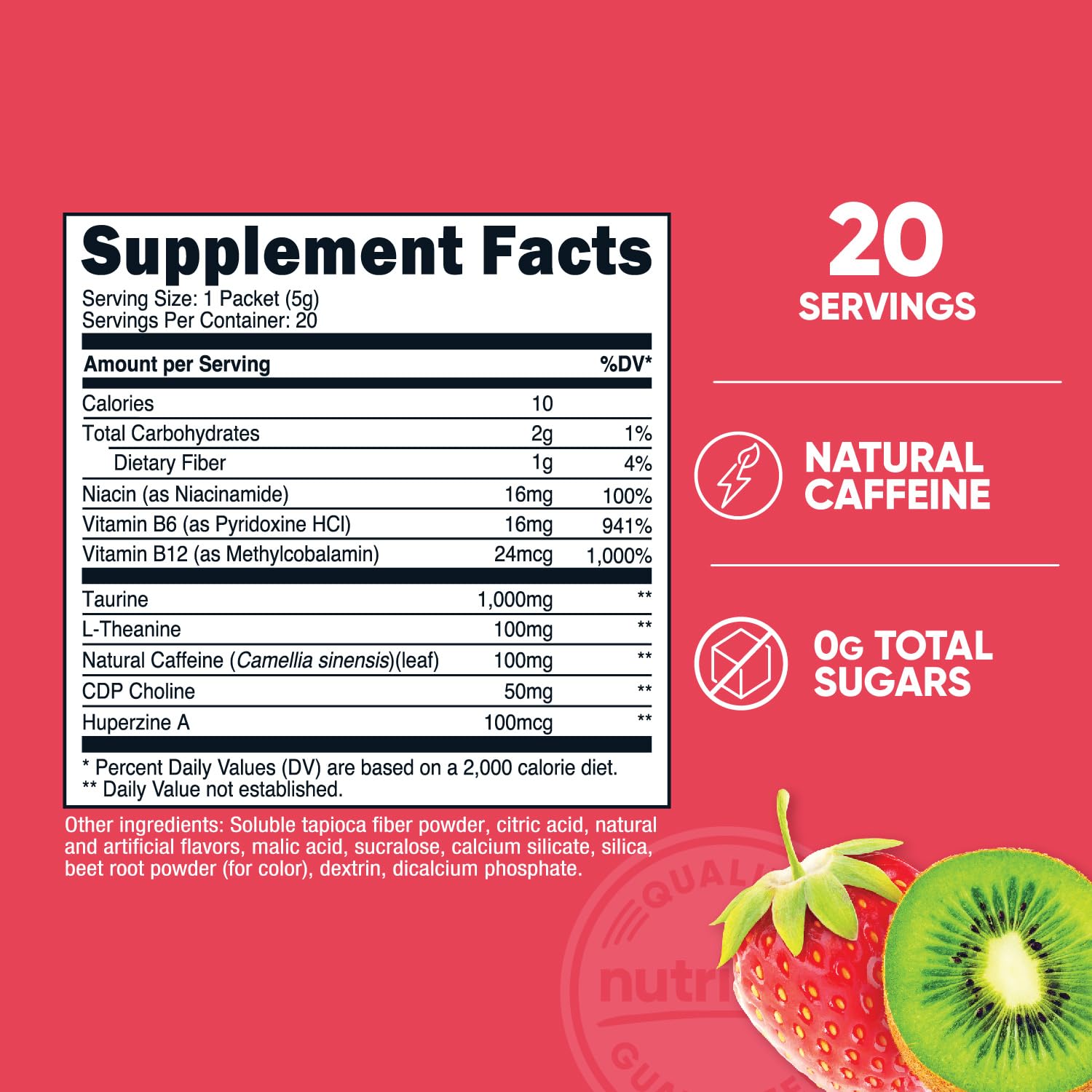 Nutricost Energy Complex Stickpack Strawberry Kiwi stick pack open for easy use