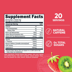 Nutricost Energy Complex Stickpack Strawberry Kiwi stick pack open for easy use