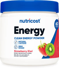 Nutricost Energy Complex strawberry kiwi bottle shows flavor and energy.