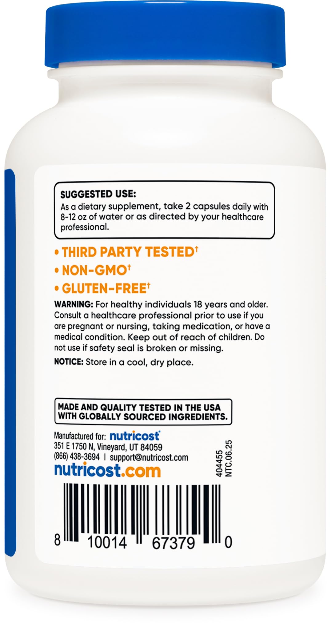 NSF GMP certified facility logo on Nutricost packaging