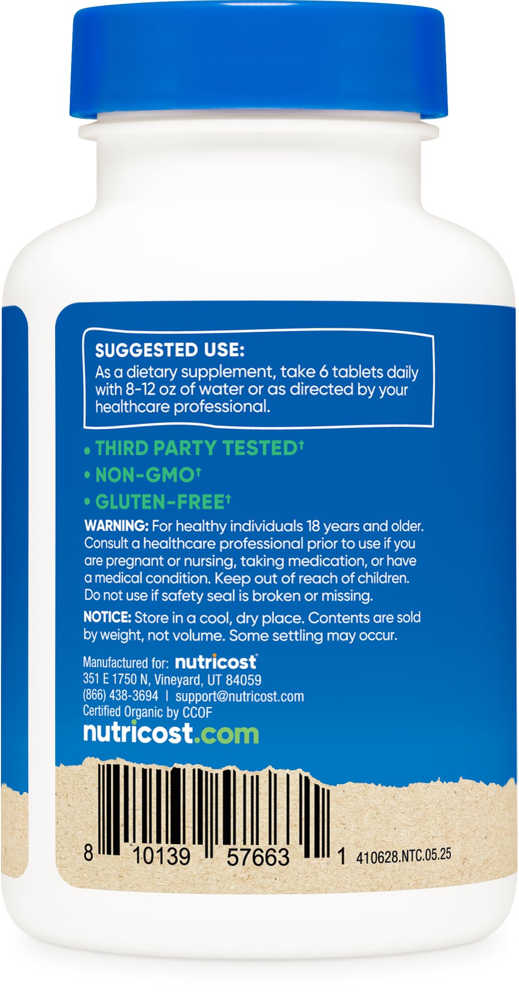 Nutricost facility image highlights NSF GMP FDA registered manufacturing standards