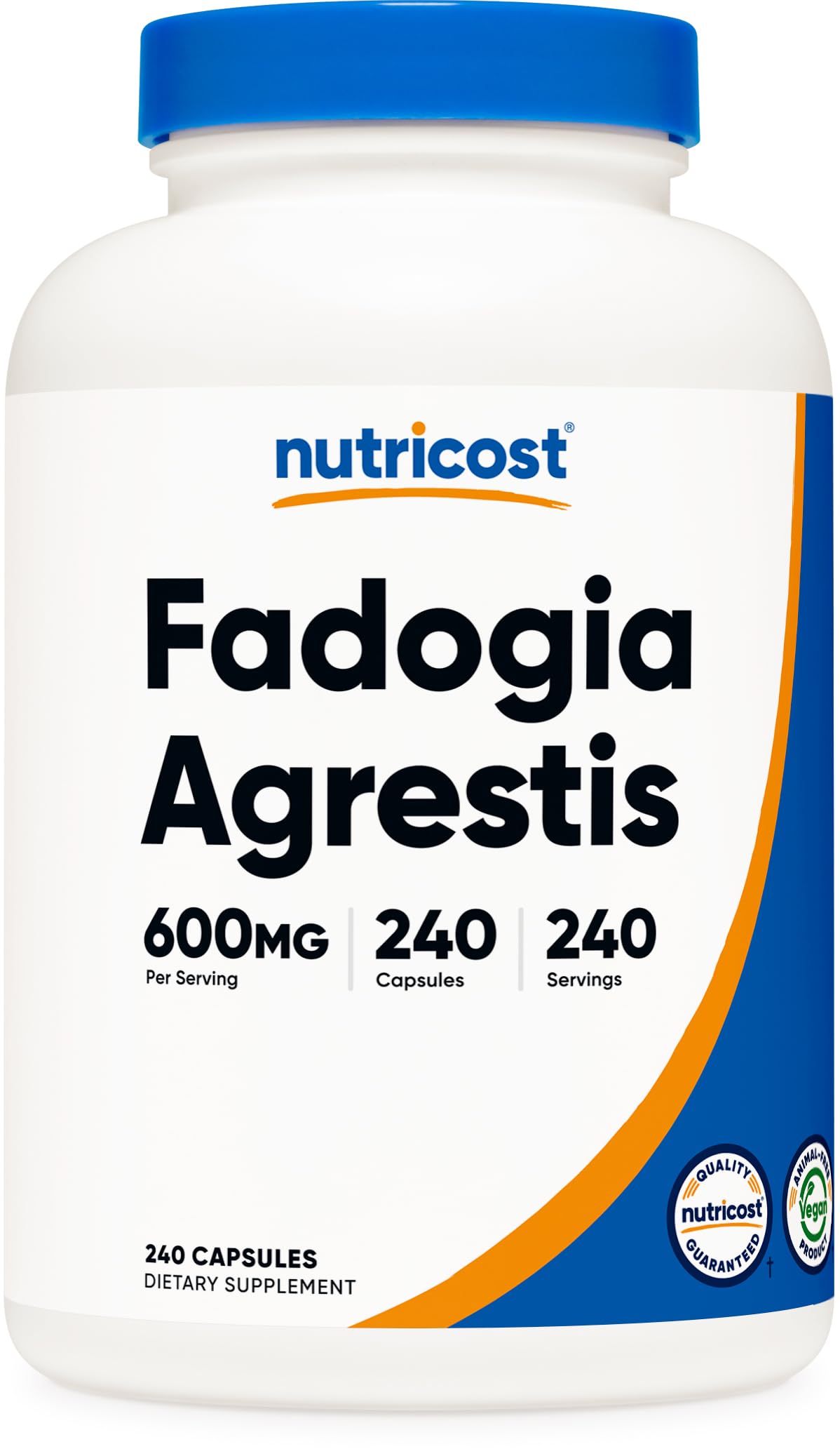 Nutricost Fadogia Agrestis bottle front for athletes seeking steady energy.