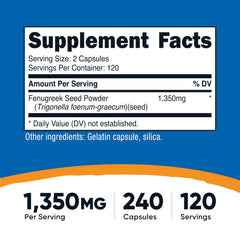 Close-up of Nutricost fenugreek seed capsules for easy dosing