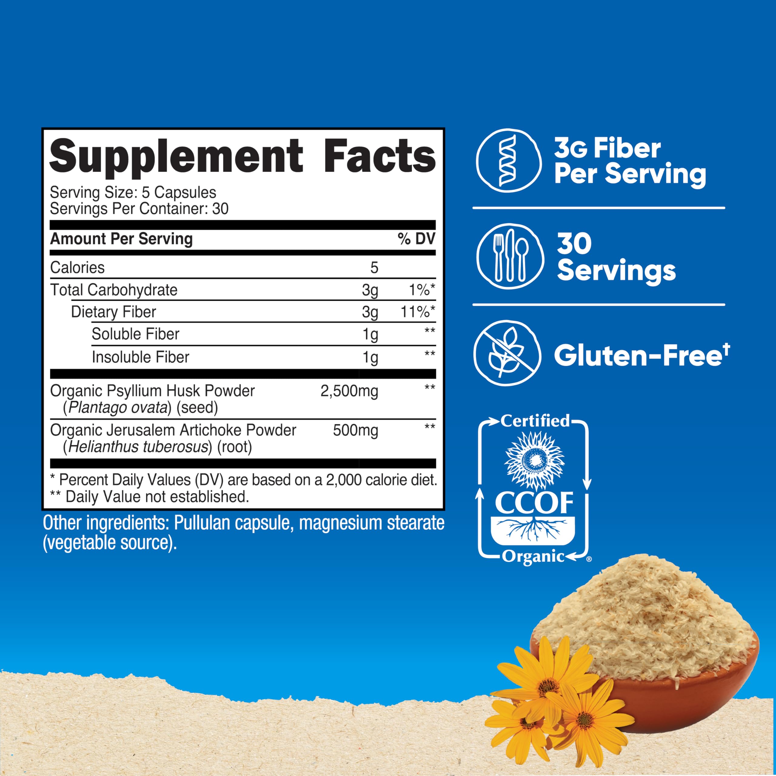 Close-up of Nutricost Fiber Capsules for daily fiber support.