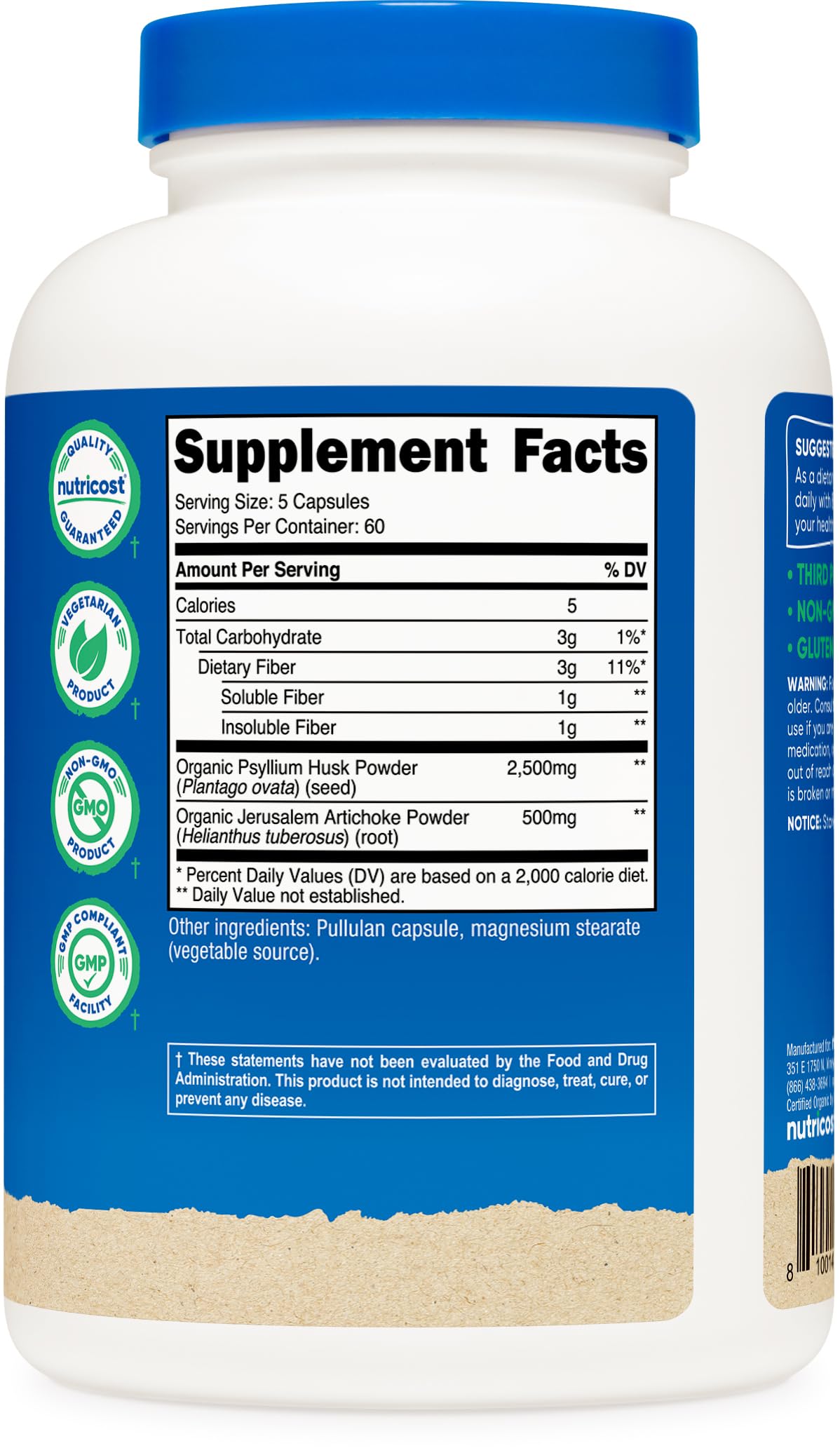 Nutricost Fiber Capsules produced in a GMP compliant FDA registered facility