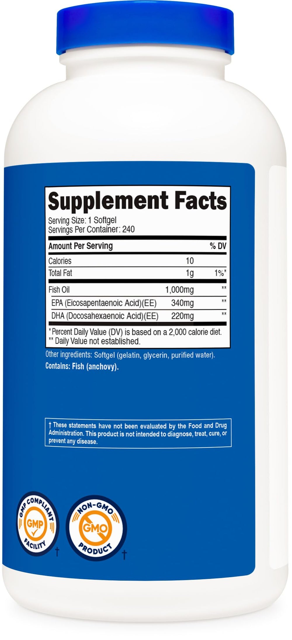 Nutricost Fish Oil Softgels produced in GMP-compliant FDA-registered facility.