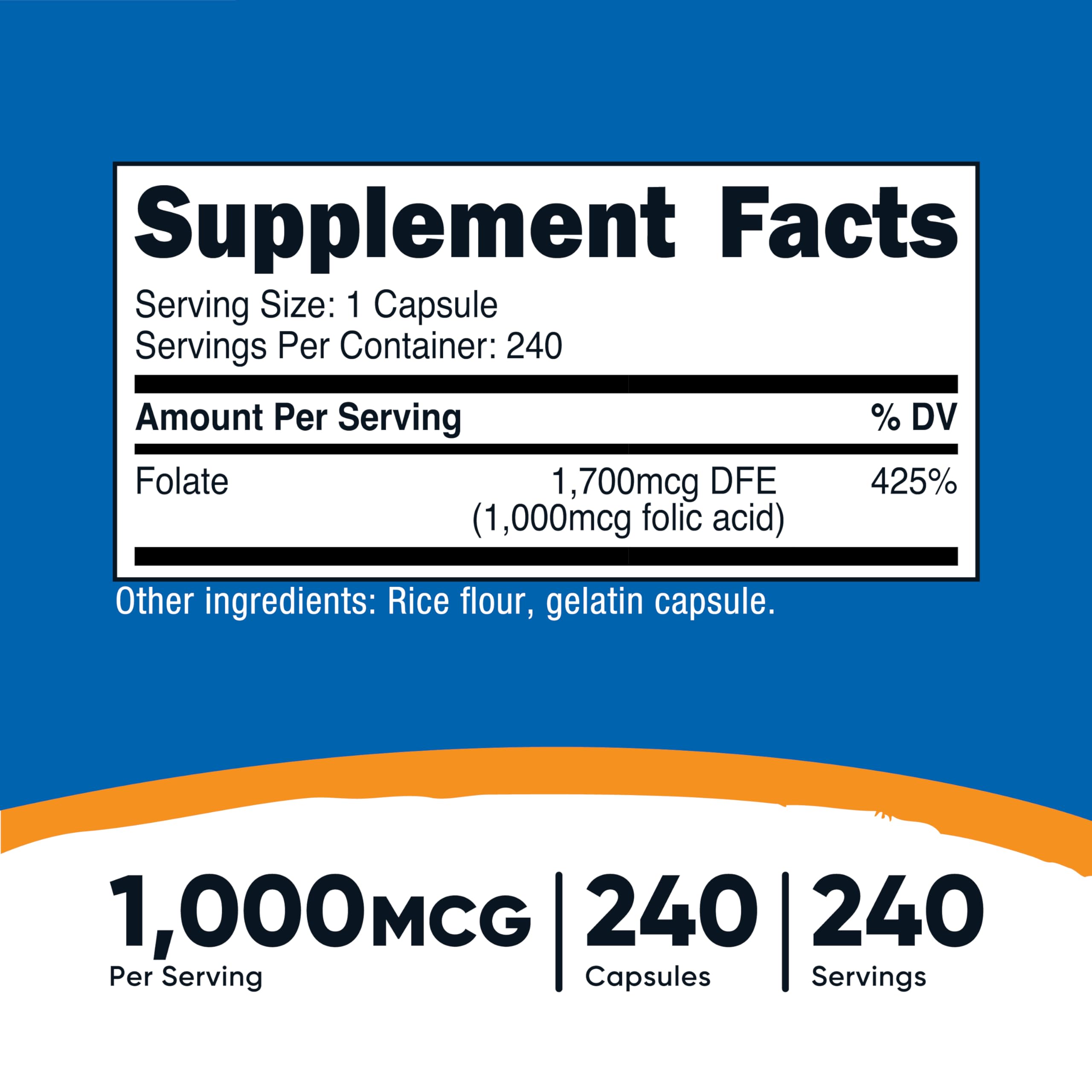 Nutricost Folic Acid capsules close-up for daily routine