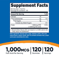 Nutricost Folic Acid Gummies 1 mg per serving to boost daily intake