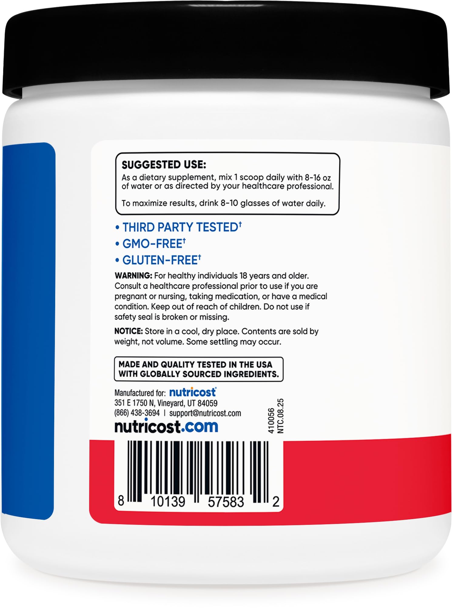 Pouring Nutricost Fruit Punch creatine drink into a glass
