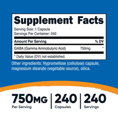 Nutricost GABA capsules ready for daily use supporting a relaxed evening.