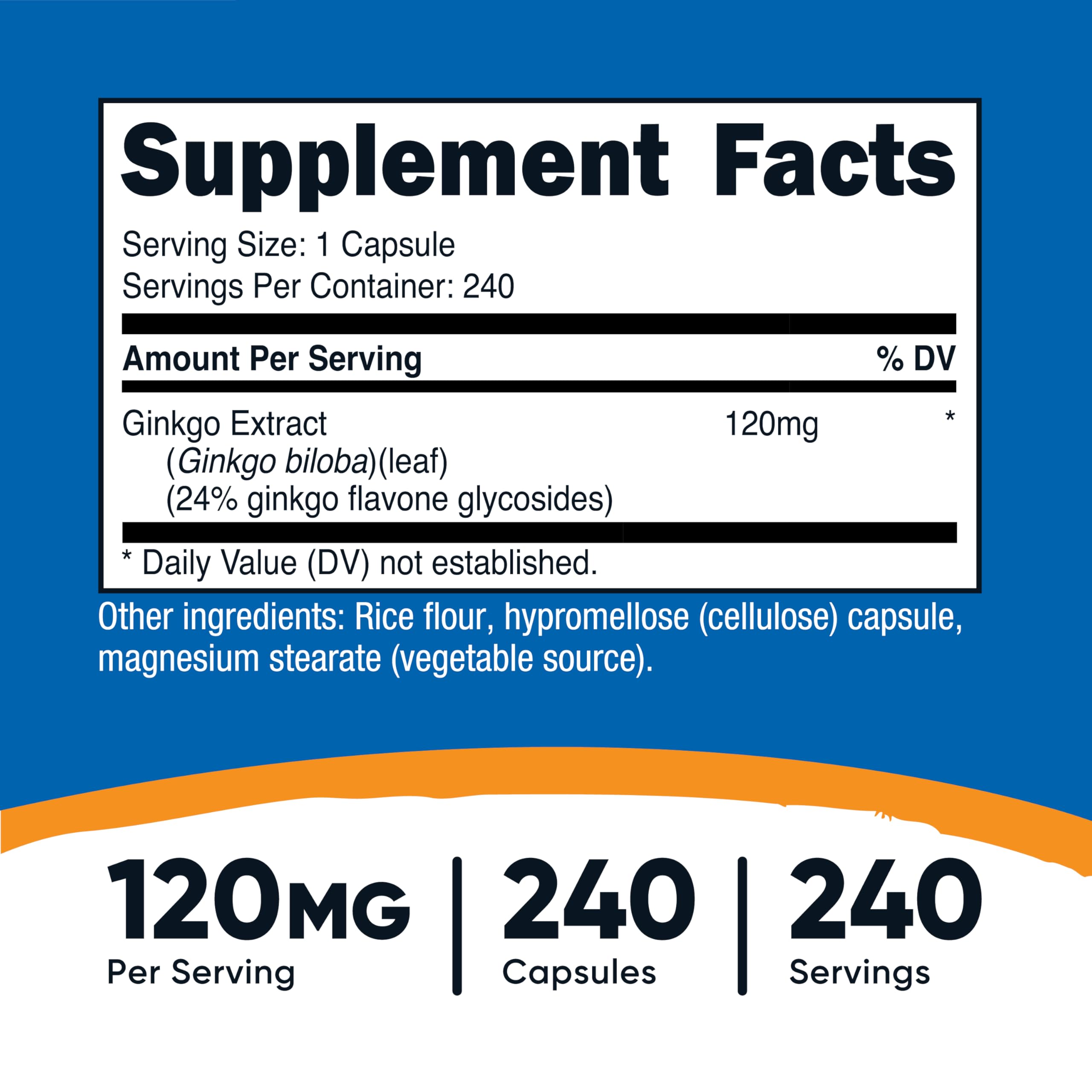 Close-up of Nutricost Ginkgo Biloba capsules for convenient daily dosing