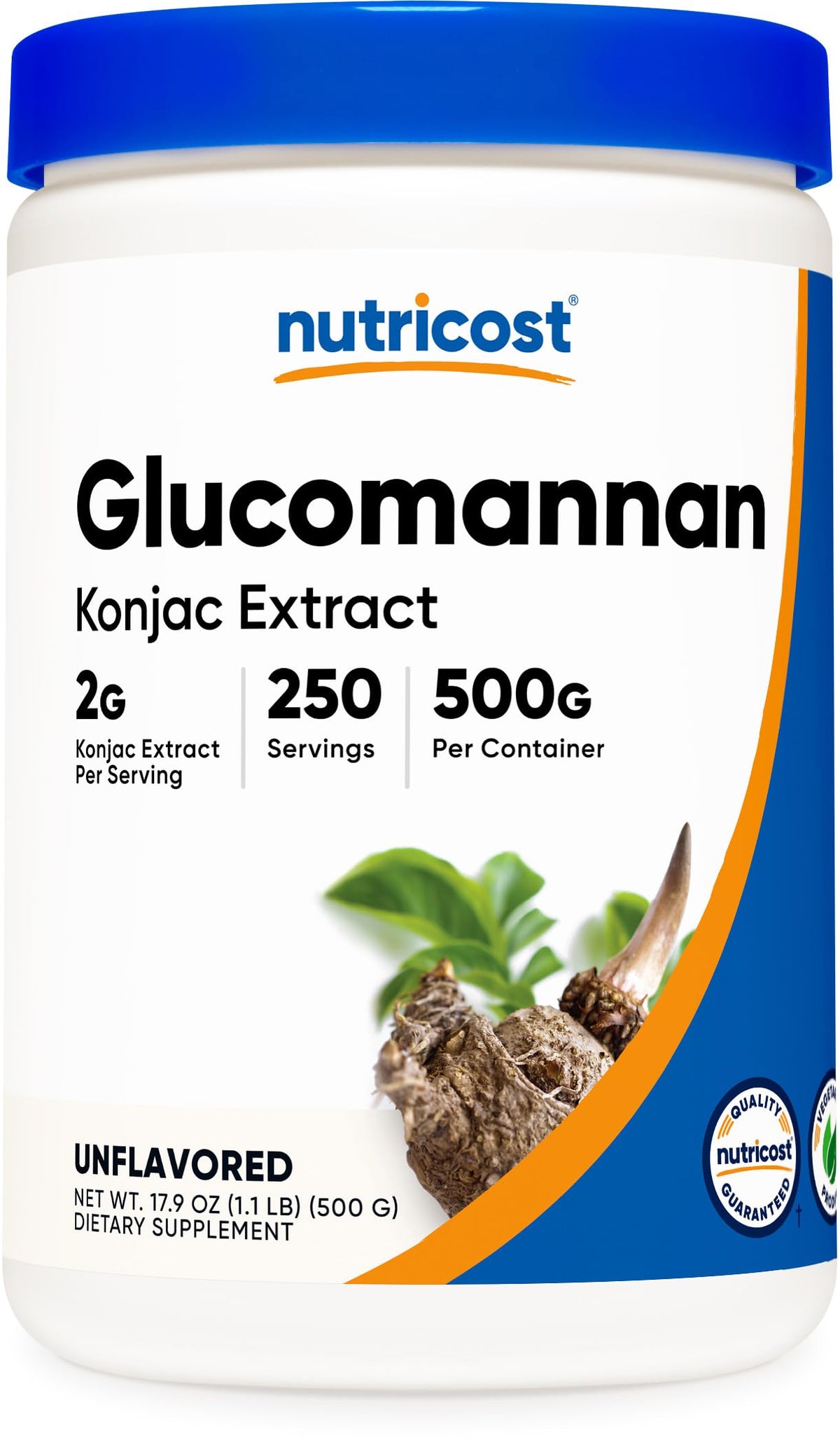 Nutricost Glucomannan powder bottle 500g for daily use
