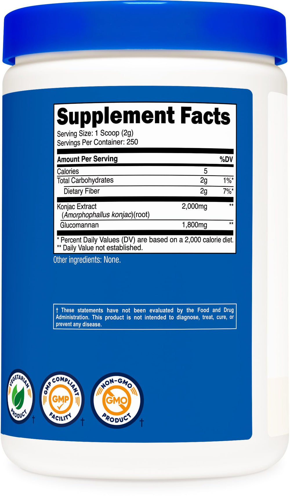 Nutricost Glucomannan powder gluten-free non-GMO label for dietary flexibility