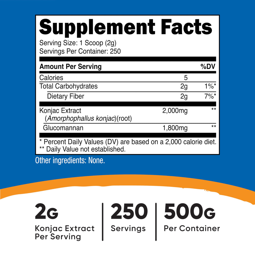 Nutricost Glucomannan serving scoop with 2 g portions for accurate measuring
