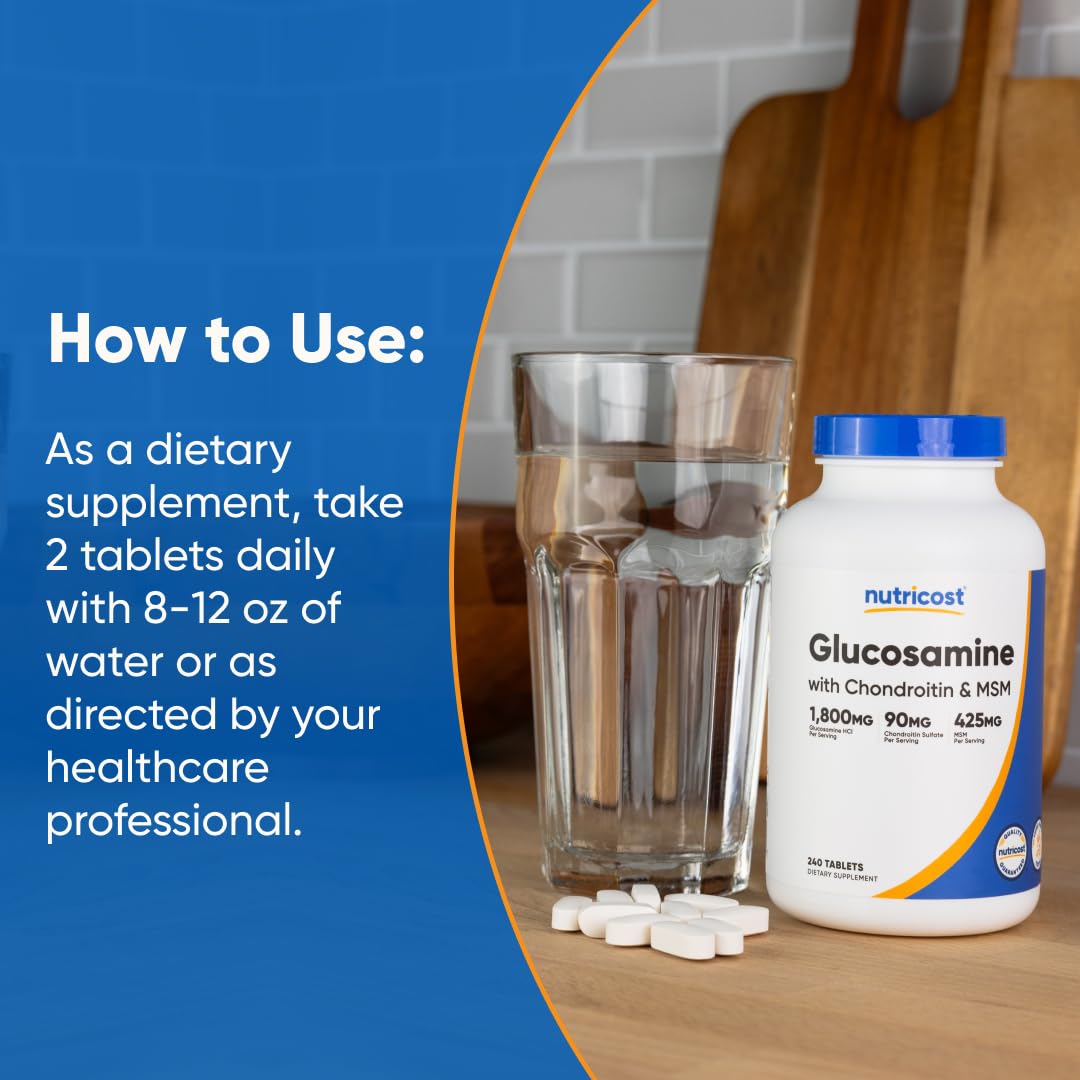 Nutricost bottle label highlights serving size of two tablets.
