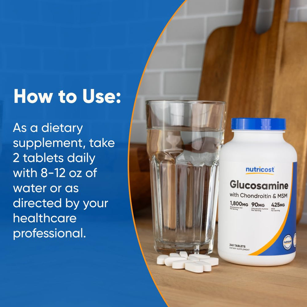 Nutricost bottle label highlights serving size of two tablets.