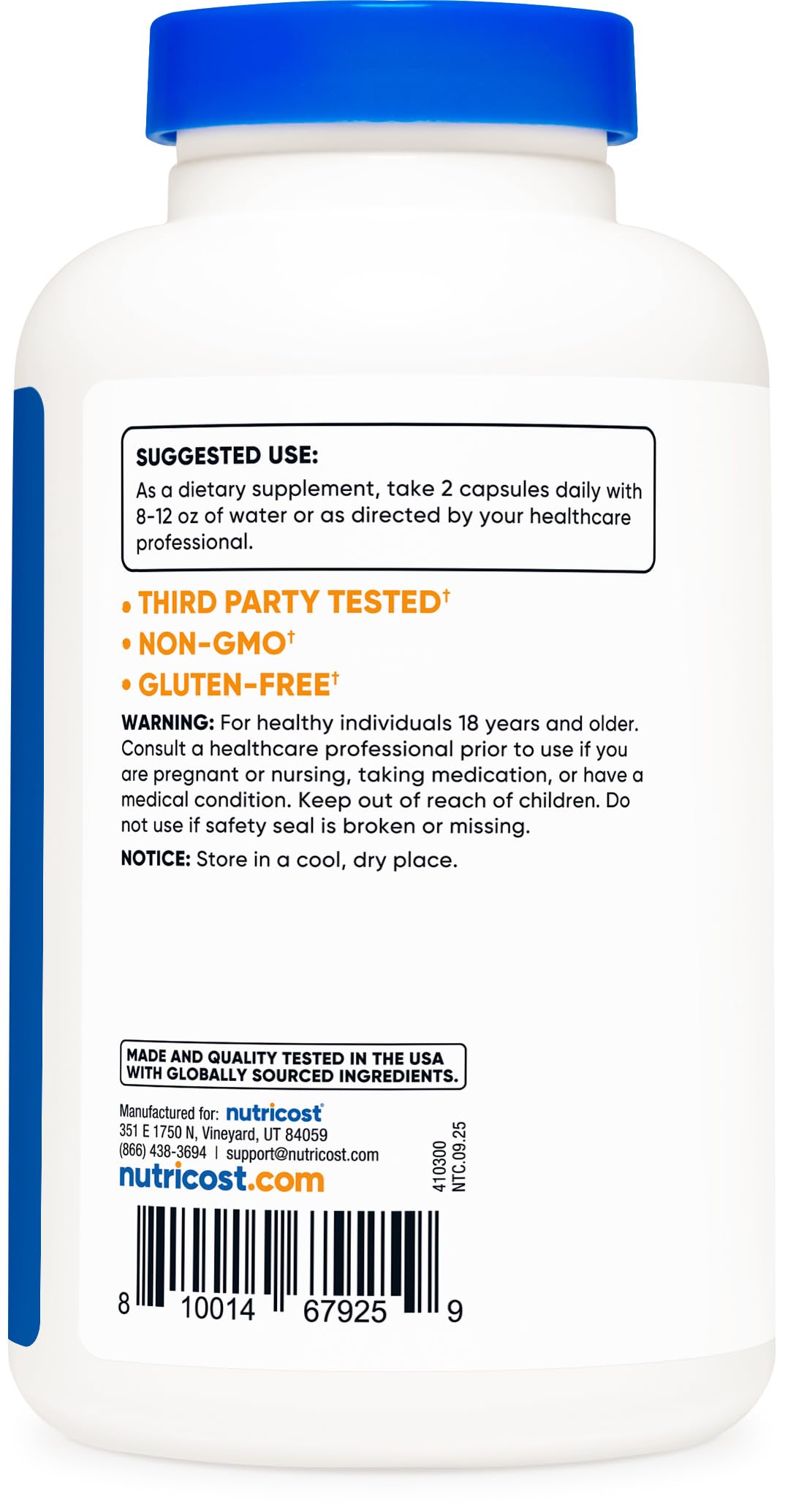 Nutricost Glucosamine Sulfate bottle with non GMO label.