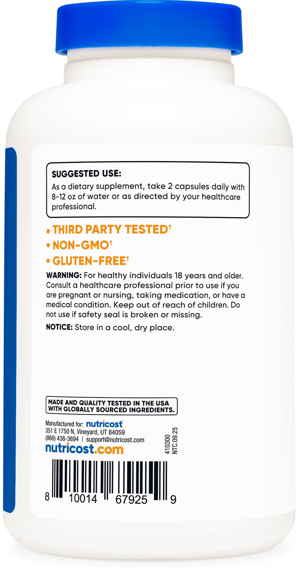 Nutricost Glucosamine Sulfate bottle with non GMO label.