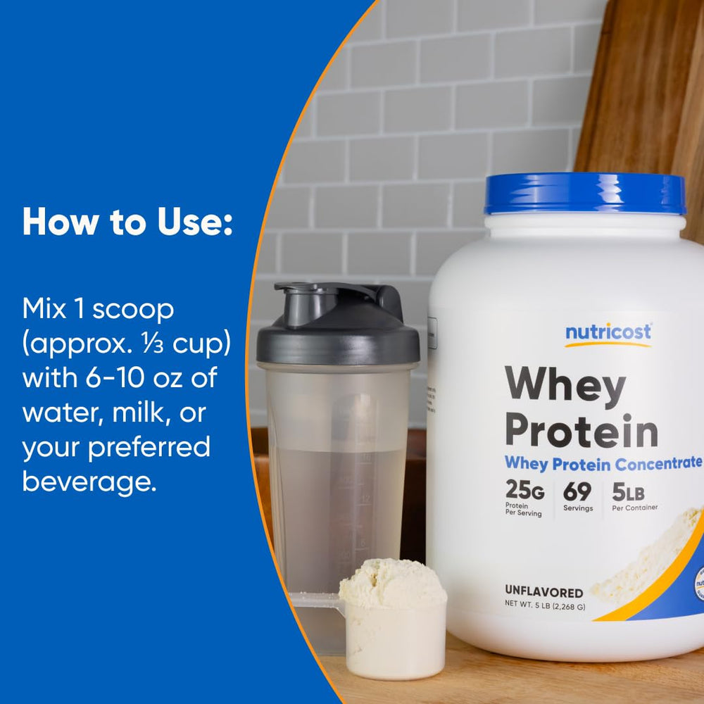 Nutricost whey protein packaging with gluten-free icon for quality choice.