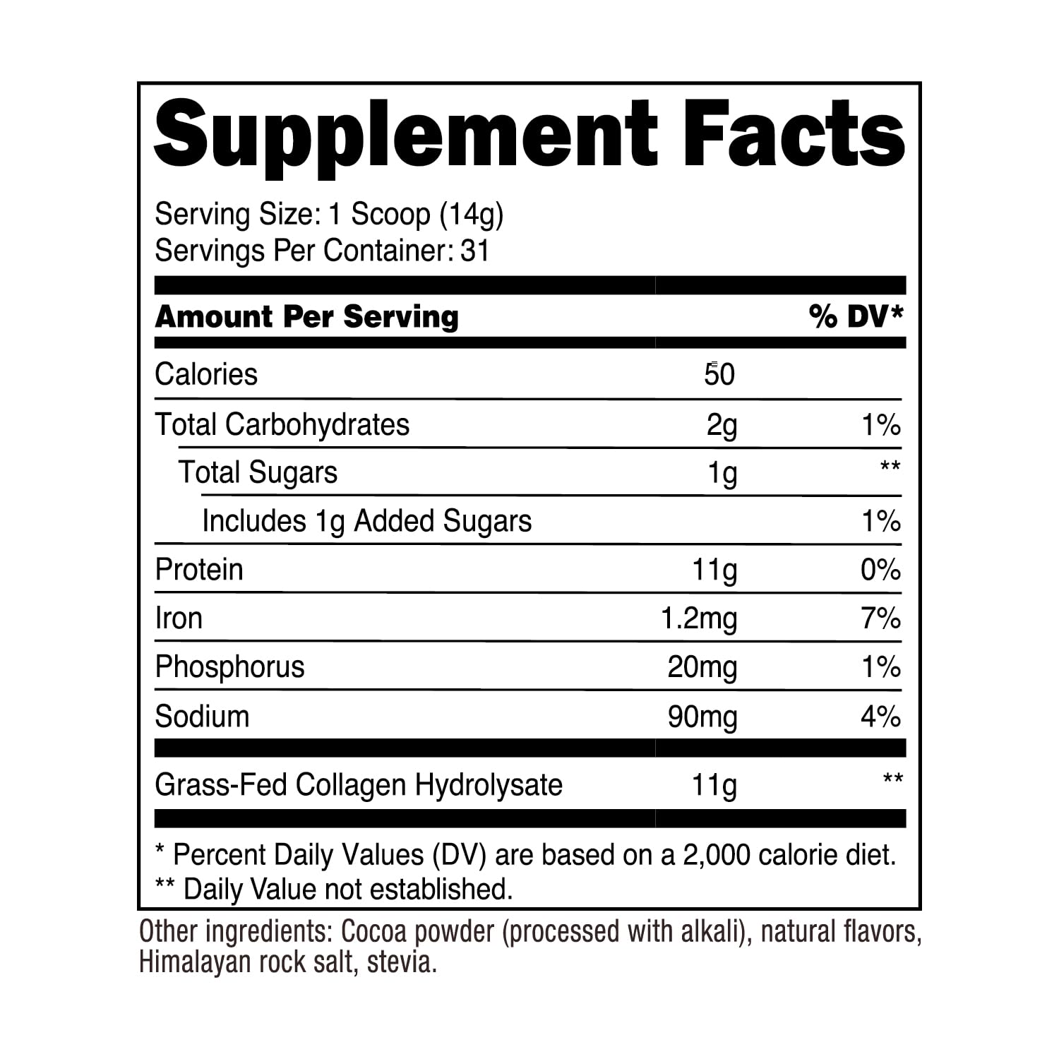 Gluten-free Paleo and Keto friendly chocolate collagen powder.