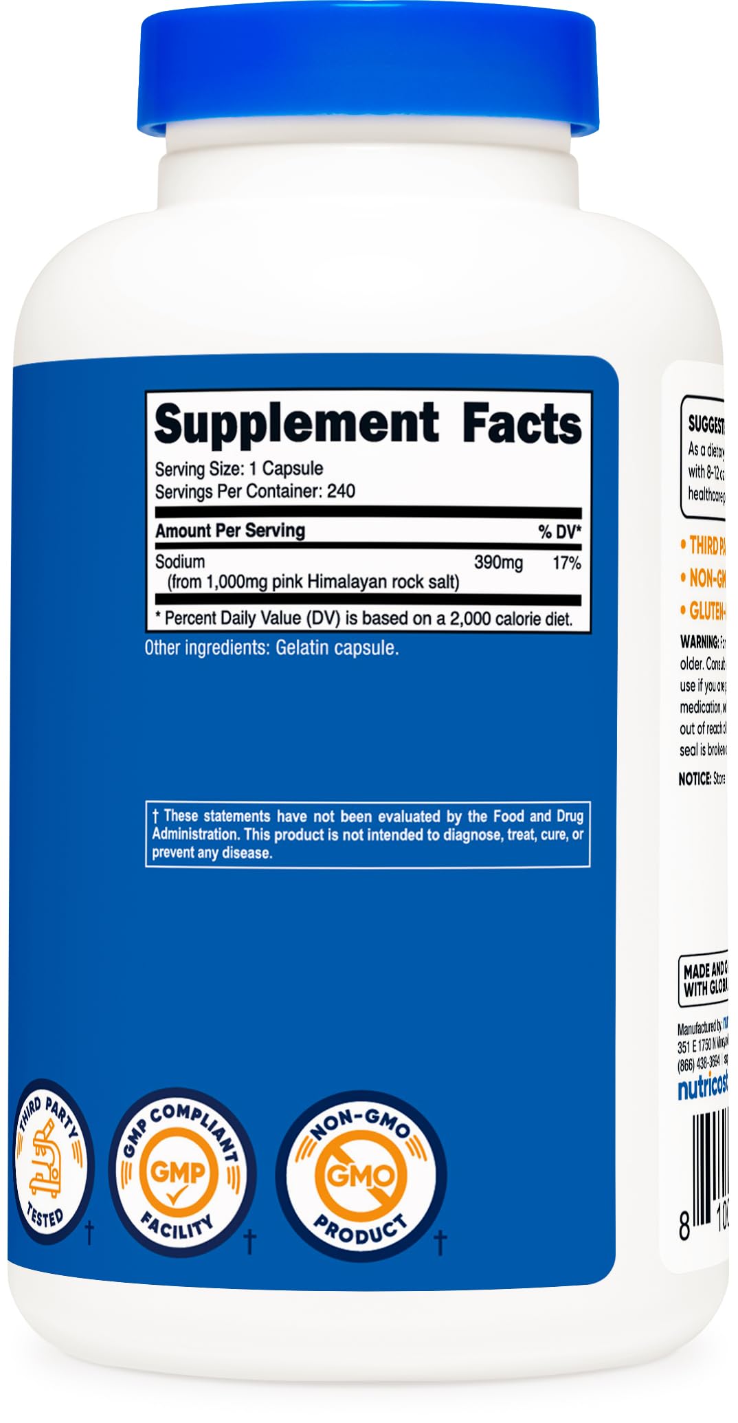 Nutricost GMP-compliant facility seal reflects quality manufacturing