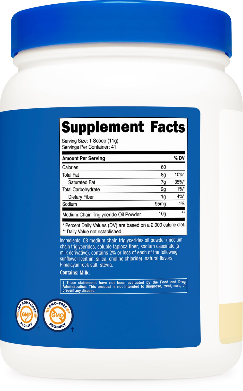 Nutricost GMP facility badge confirms non-GMO production quality.