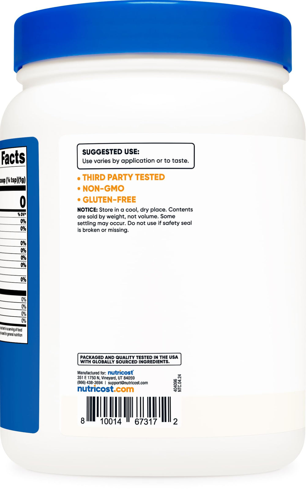 GMP-compliant and FDA-registered facility seal on packaging.