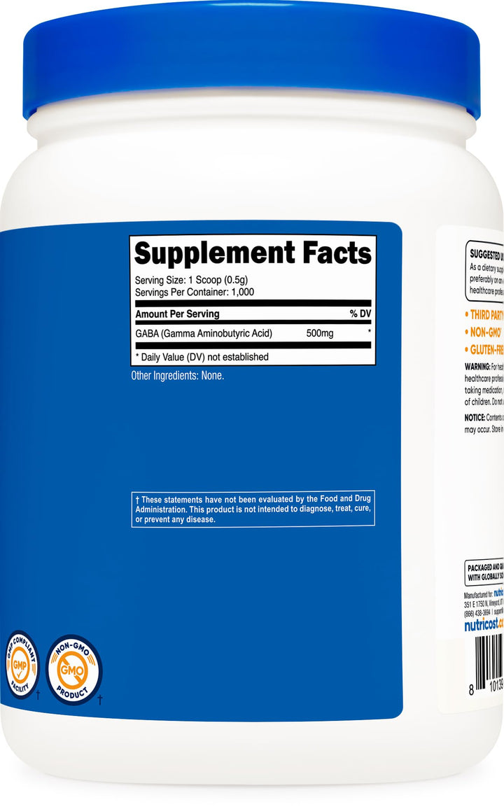 Nutricost GMP-compliant facility stamp signals strict quality controls.