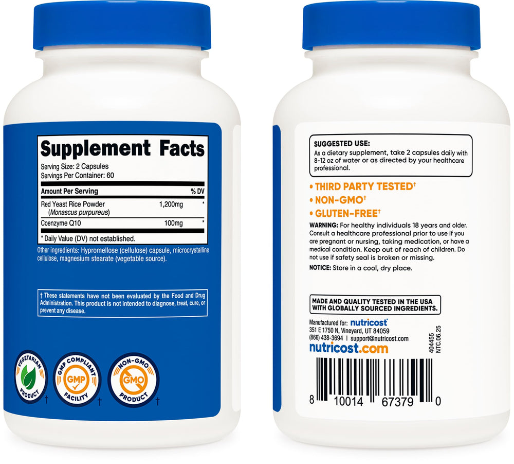 Nutricost facility badge indicates GMP compliance and FDA registration