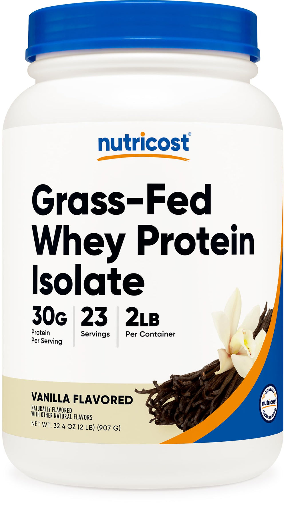 Nutricost Grass-Fed Whey Isolate Vanilla bottle for post-workout protein