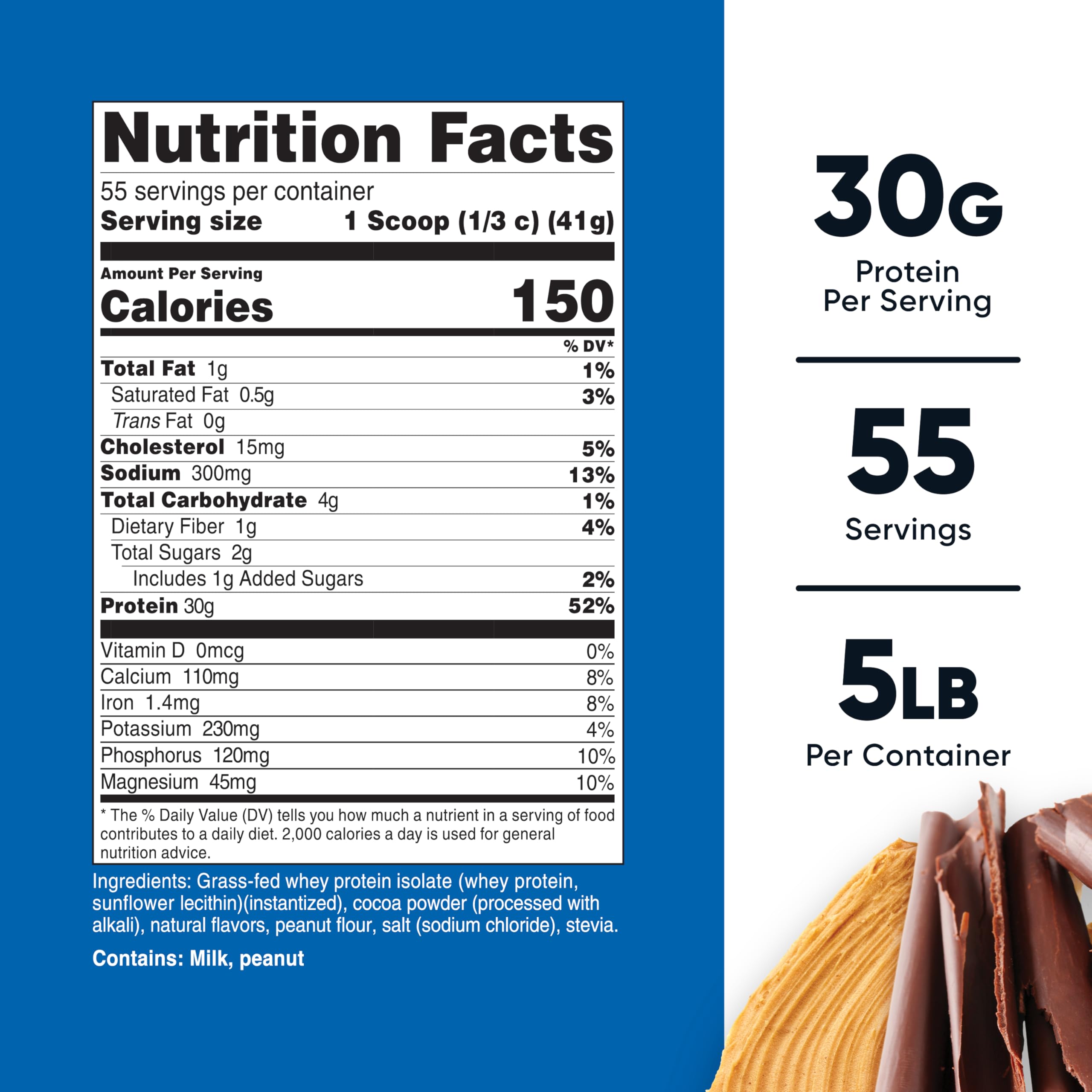 Nutricost Grass-Fed Whey Protein Isolate scoop beside a milk glass for quick protein boost.
