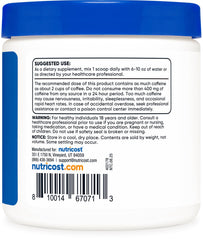 Nutricost guarana extract powder being dispensed into a cup for a caffeine boost