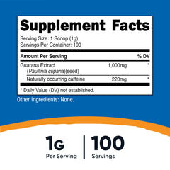 Nutricost guarana extract powder serving scoop in container for easy measuring