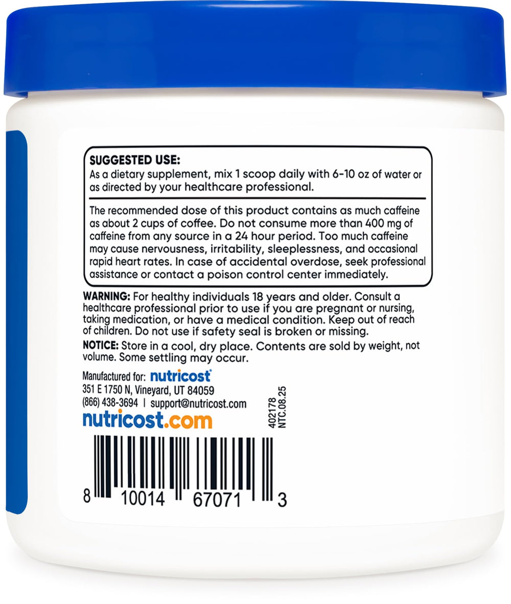 Nutricost Guarana powder texture close-up showing fine consistency