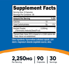 Nutricost Haritaki bottle label close-up showing ingredient details