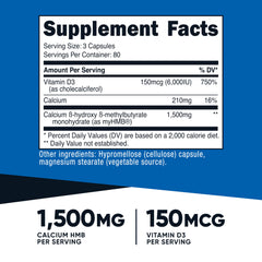 Nutricost HMB D3 capsules inside bottle for convenient daily dosing