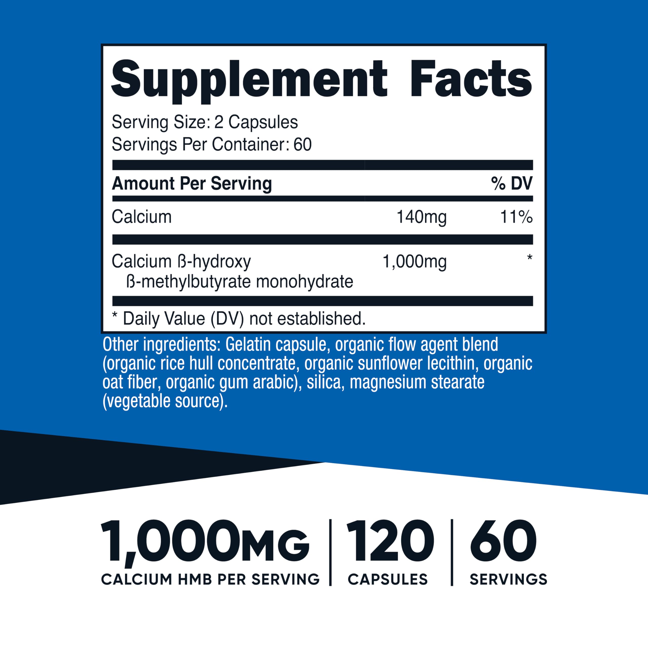 Nutricost HMB capsules—120-count bottle for workouts and routine.